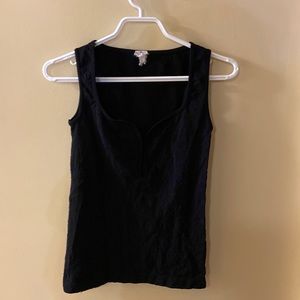 Scala black crinkled lifted design tank top - one size